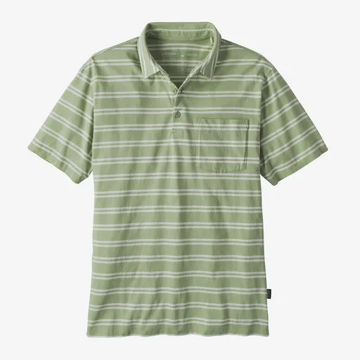 Patagonia Men's Cotton in Conversion Lightweight Polo Shirt - Mirror Stripe: Salvia Green