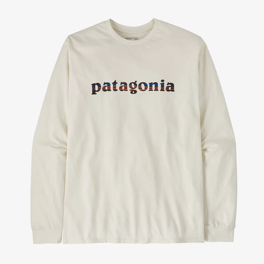 Patagonia Men's Long-Sleeved '73 Text Logo Responsibili-Tee - Birch White
