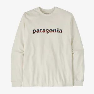 Patagonia Men's Long-Sleeved '73 Text Logo Responsibili-Tee - Birch White