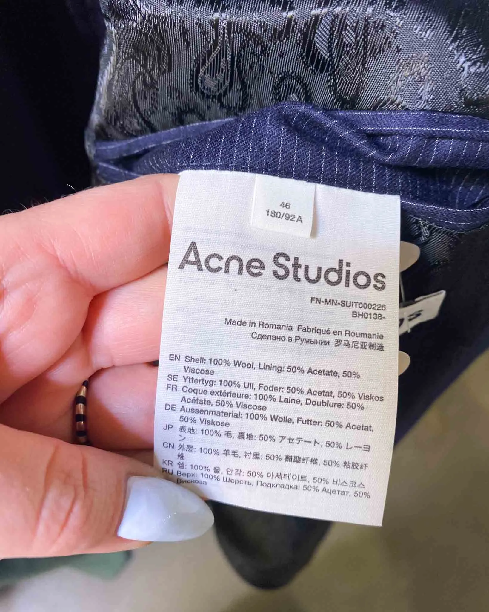 Size 46 (S/M) | Acne Studios Wool Pinstripe Blazer