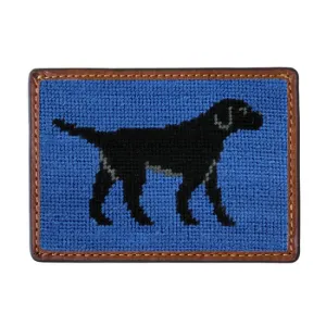 Smathers & Branson Black Lab Walking Needlepoint Card Wallet - Classic Navy