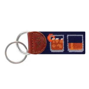 Smathers & Branson Bourbon Five Ways Needlepoint Key Fob - Dark Navy