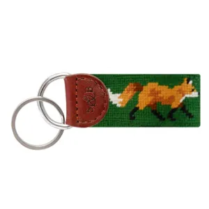 Smathers & Branson Fox Needlepoint Key Fob - Dark Forest