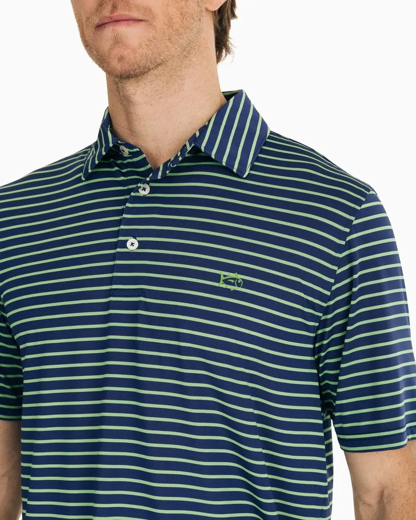 Southern Tide Driver Striped Performance Polo - Blue Night