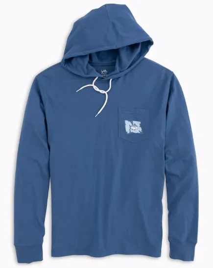 Southern Tide Long Sleeve Point Lobos Flags Hoodie T-Shirt - Seven Seas Blue