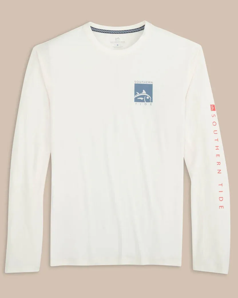 Southern Tide Men's Boxed Chest Performance Long Sleeve T-Shirt - Sand White