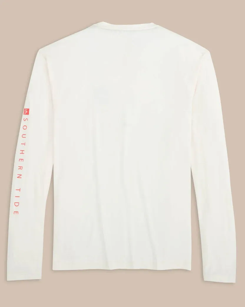 Southern Tide Men's Boxed Chest Performance Long Sleeve T-Shirt - Sand White