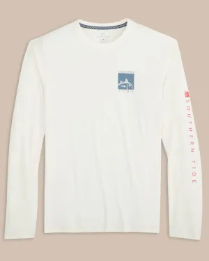 Southern Tide Men's Boxed Chest Performance Long Sleeve T-Shirt - Sand White