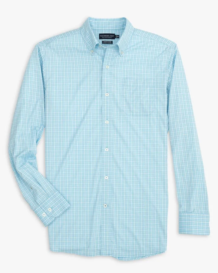 Southern Tide Men's brrr Charleston Beaumont Plaid Intercoastal Sport Shirt - Rain Water