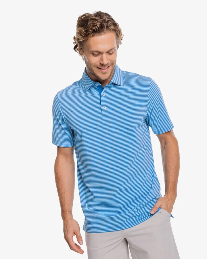 Southern Tide Men's brrr-eeze Shores Striped Performance Polo Shirt - Rain Water