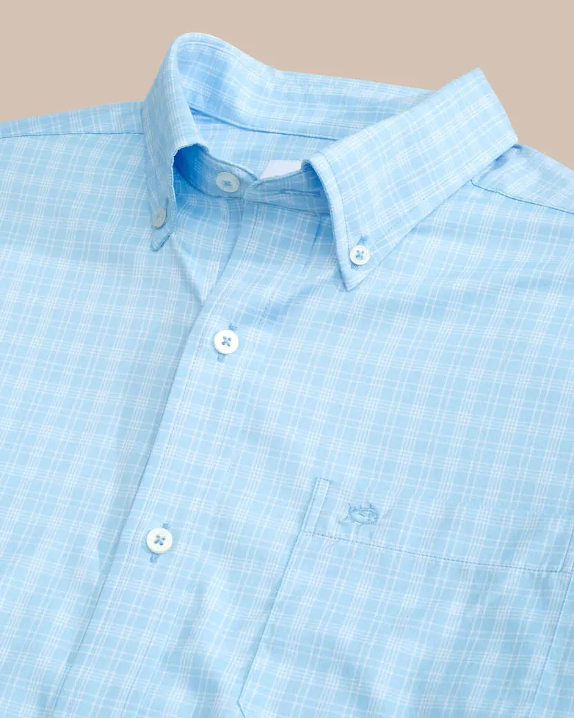 Southern Tide Men's brrr Intercoastal Pettigru Plaid Long Sleeve Sport Shirt - Clearwater Blue