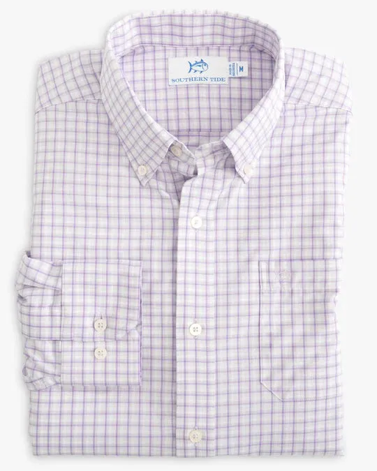 Southern Tide Men's brrr Skycrest Plaid Intercoastal Sport Shirt - Orchid Petal