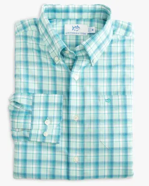 Southern Tide Men's brrr Tidepointe Plaid Intercoastal Sport Shirt - Baltic Teal