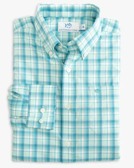 Southern Tide Men's brrr Tidepointe Plaid Intercoastal Sport Shirt - Baltic Teal