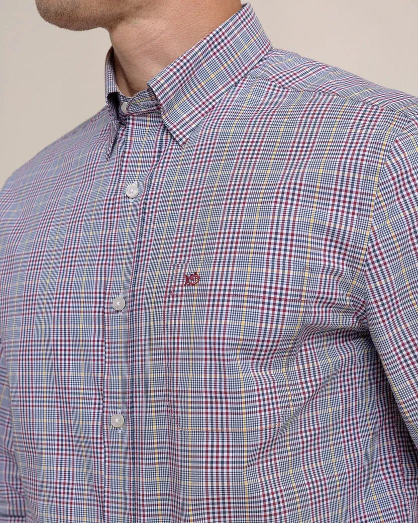 Southern Tide Men's Charleston Brunswick Plaid Long Sleeve Sport Shirt - Muscadine