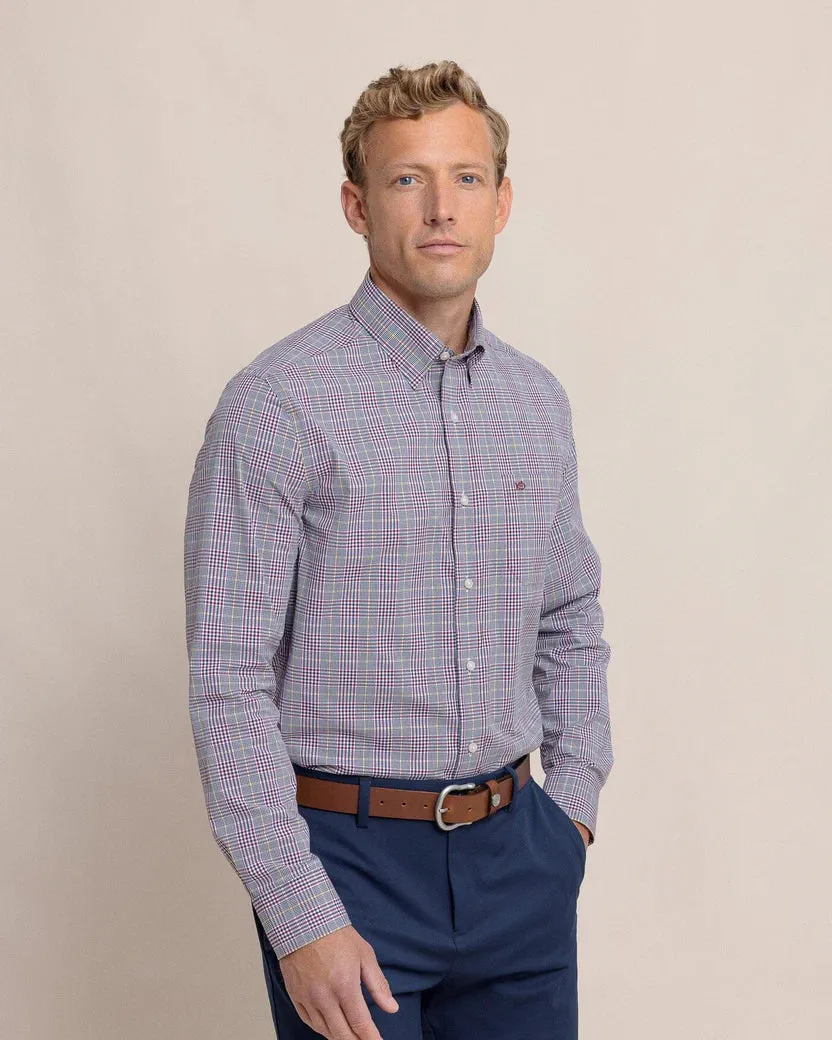 Southern Tide Men's Charleston Brunswick Plaid Long Sleeve Sport Shirt - Muscadine
