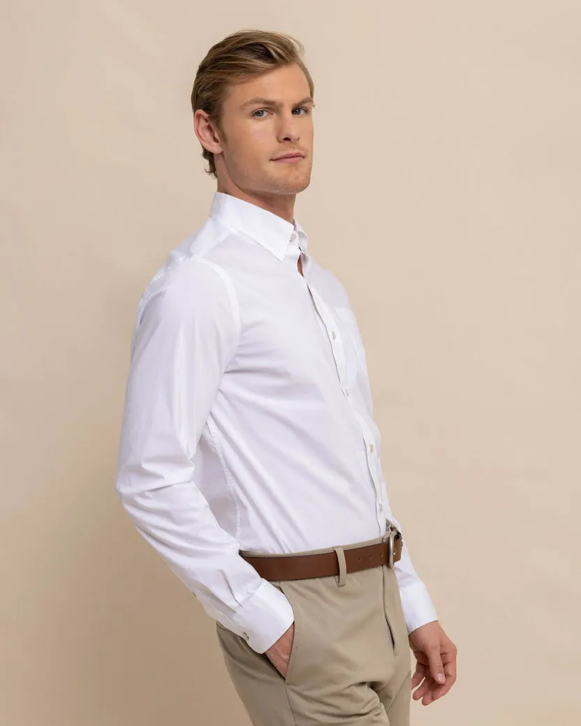 Southern Tide Men's Charleston Overbrook Solid Long Sleeve Sport Shirt - White
