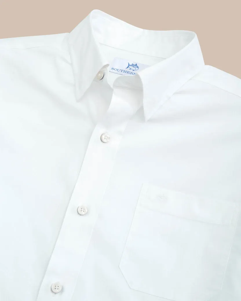 Southern Tide Men's Charleston Overbrook Solid Long Sleeve Sport Shirt - White