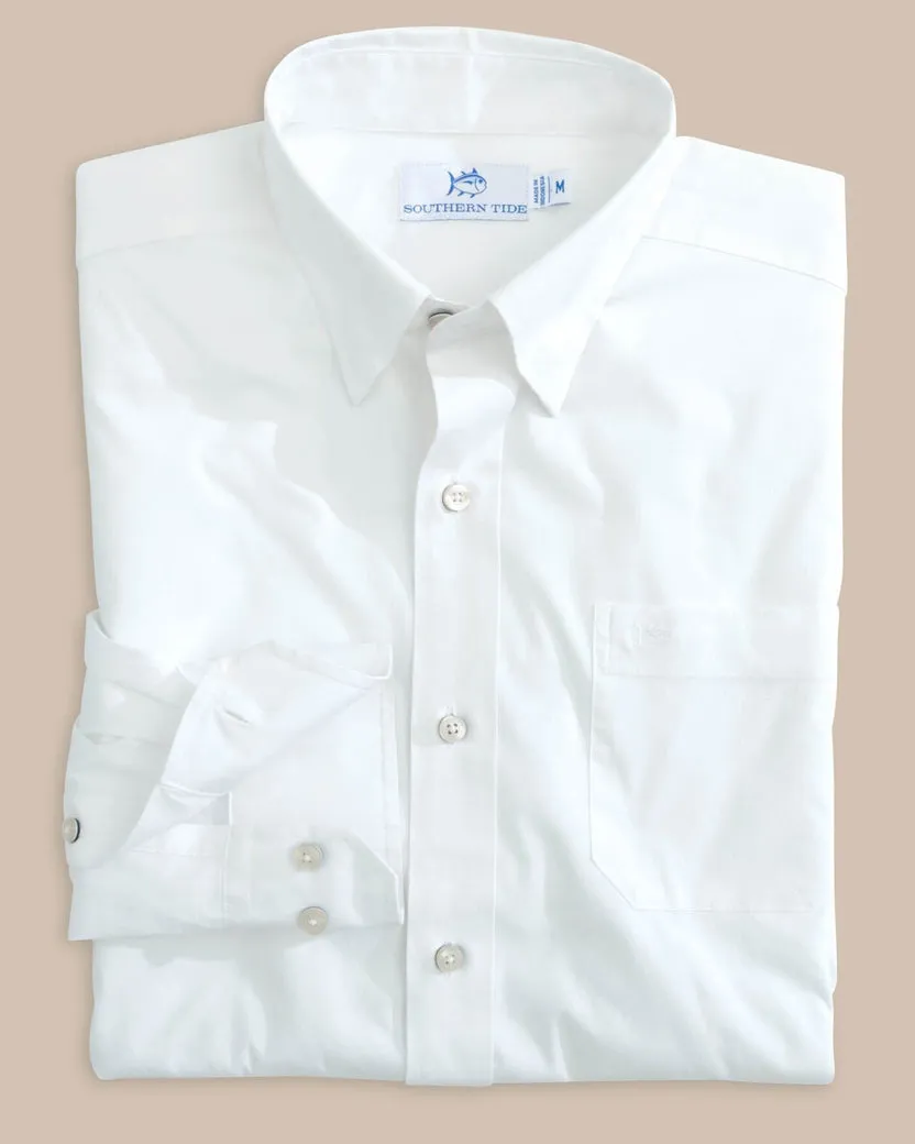 Southern Tide Men's Charleston Overbrook Solid Long Sleeve Sport Shirt - White