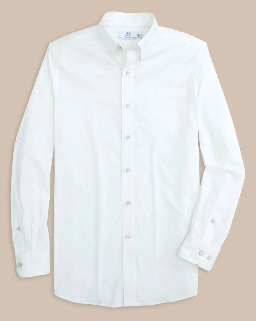 Southern Tide Men's Charleston Overbrook Solid Long Sleeve Sport Shirt - White