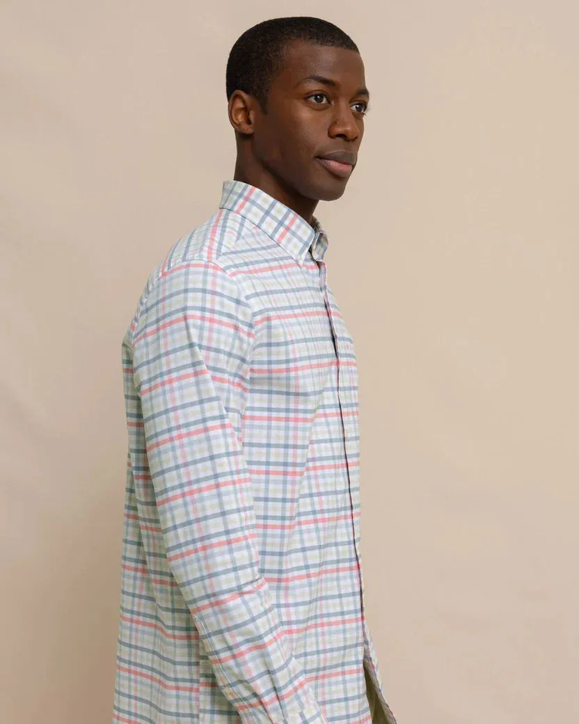 Southern Tide Men's Coastal Passage Pelham Gingham Long Sleeve Sport Shirt - Geranium Pink