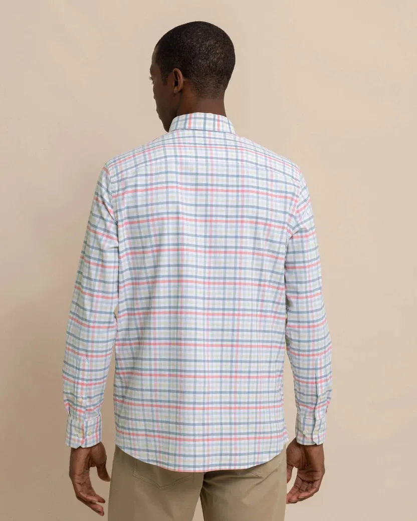 Southern Tide Men's Coastal Passage Pelham Gingham Long Sleeve Sport Shirt - Geranium Pink