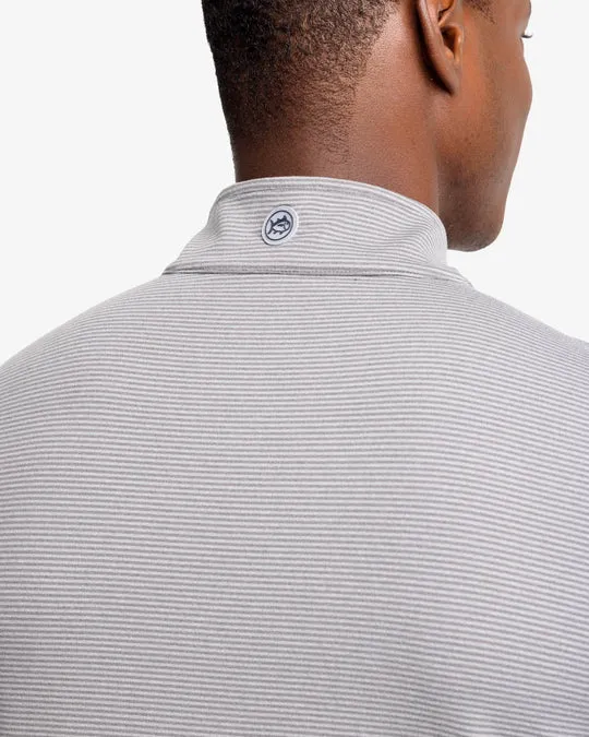 Southern Tide Men's Cruiser Heather Micro Striped Performance Quarter Zip Pullover - Heather Polarized Grey