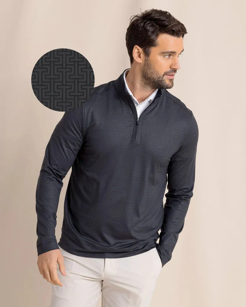 Southern Tide Men's Cruiser ST Geo Printed Quarter Zip - Caviar Black