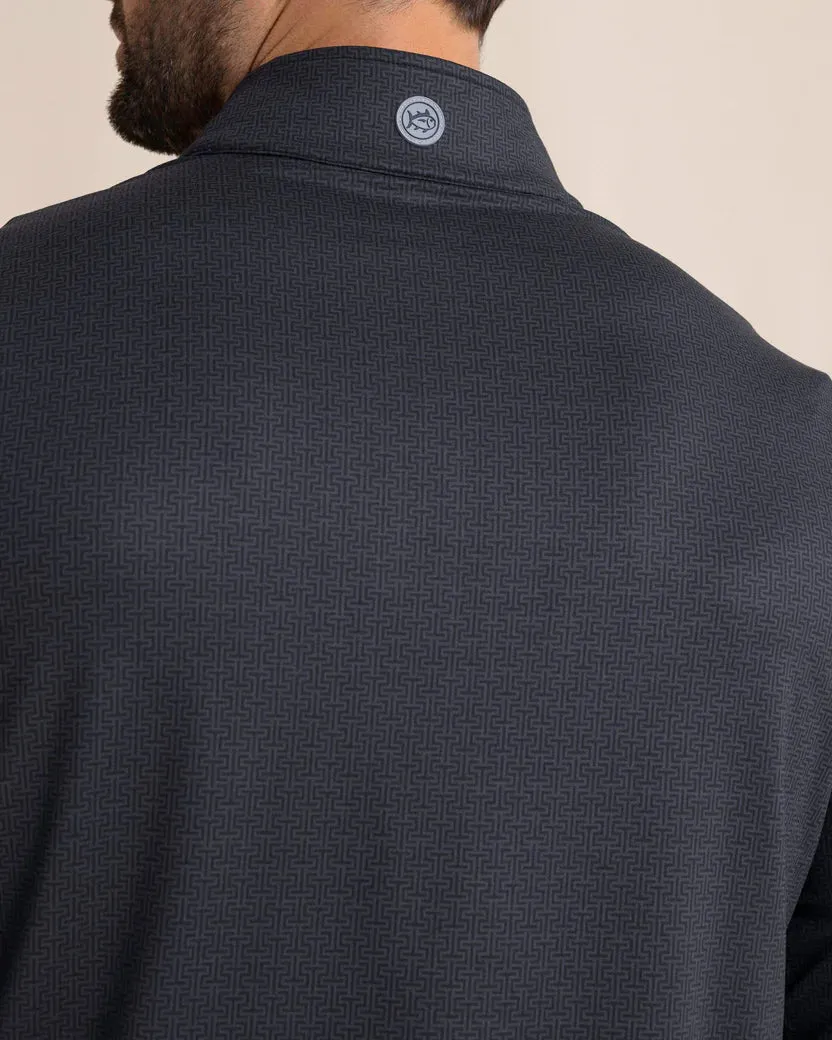 Southern Tide Men's Cruiser ST Geo Printed Quarter Zip - Caviar Black