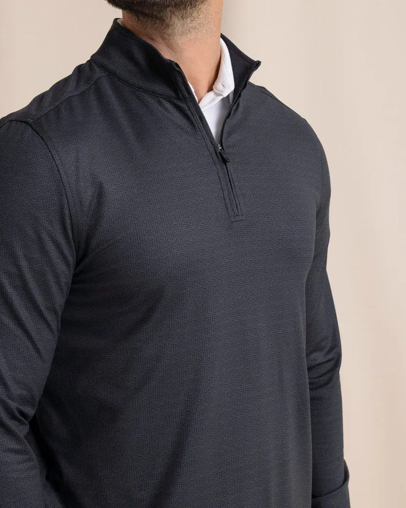 Southern Tide Men's Cruiser ST Geo Printed Quarter Zip - Caviar Black