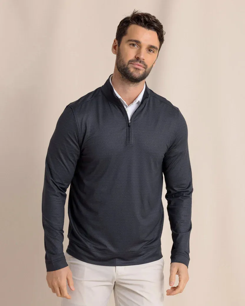 Southern Tide Men's Cruiser ST Geo Printed Quarter Zip - Caviar Black