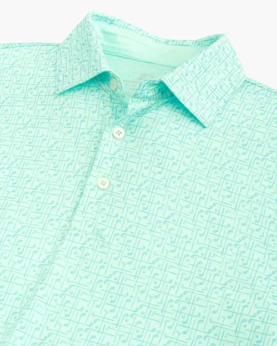 Southern Tide Men's Driver Over Clubbing Print Performance Polo Shirt - Baltic Teal