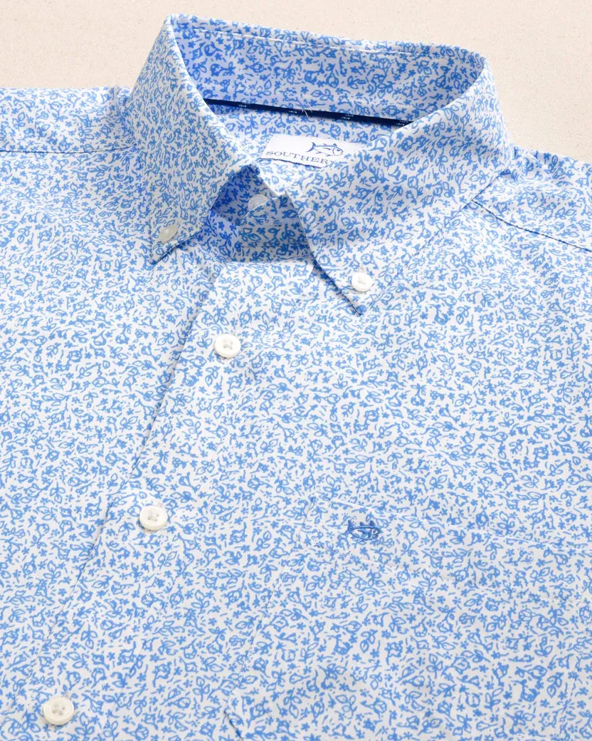 Southern Tide Men's Flower Frenzy Intercoastal Long Sleeve Sport Shirt - Boat Blue