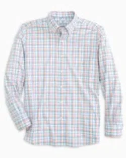 Southern Tide Men's Hartford Plaid Intercoastal Performance Sport Shirt - Sunbaked Sand