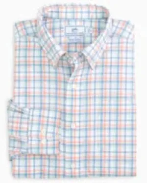 Southern Tide Men's Hartford Plaid Intercoastal Performance Sport Shirt - Sunbaked Sand