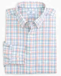 Southern Tide Men's Hartford Plaid Intercoastal Performance Sport Shirt - Sunbaked Sand