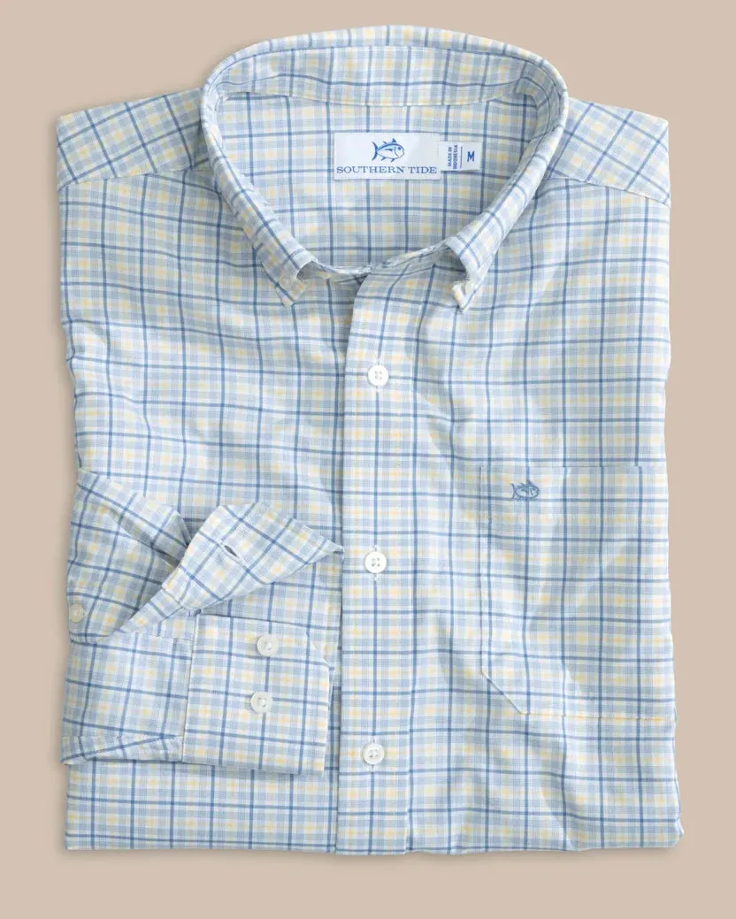 Southern Tide Men's Intercoastal Falls Park Plaid Long Sleeve Sport Shirt - Coronet Blue