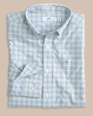 Southern Tide Men's Intercoastal Falls Park Plaid Long Sleeve Sport Shirt - Coronet Blue