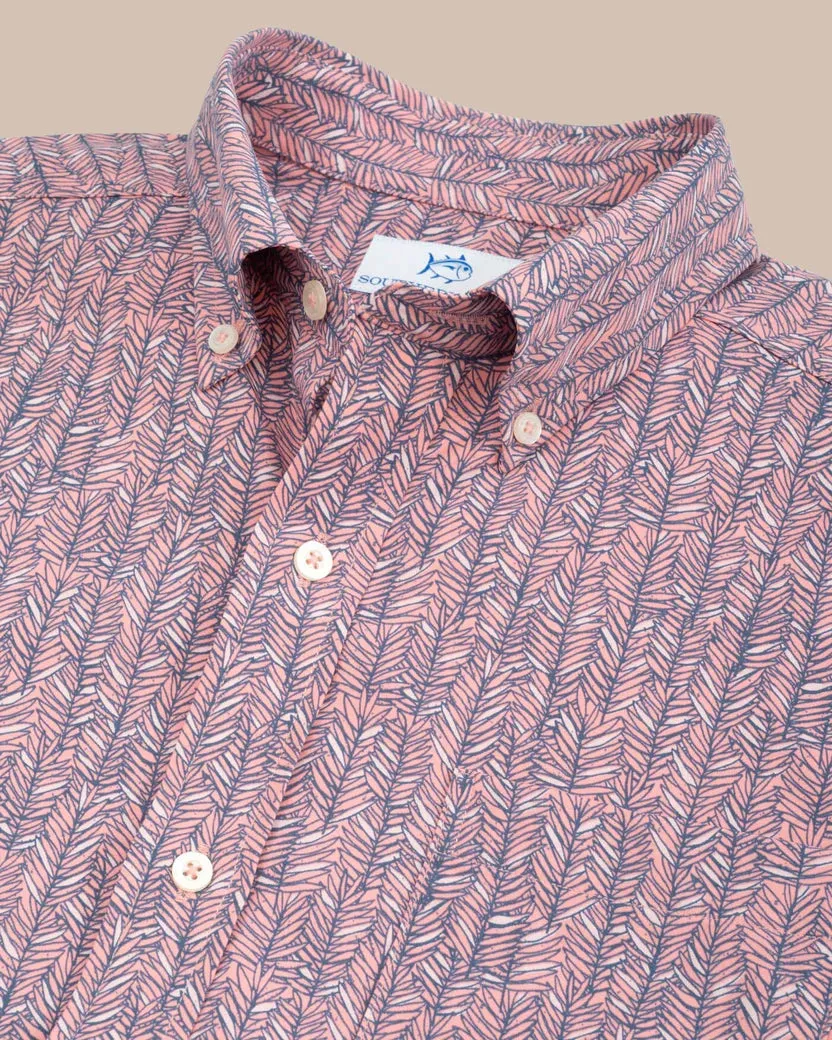 Southern Tide Men's Legally Frond Intercoastal Short Sleeve Sport Shirt - Flamingo Pink