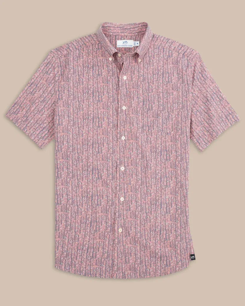 Southern Tide Men's Legally Frond Intercoastal Short Sleeve Sport Shirt - Flamingo Pink