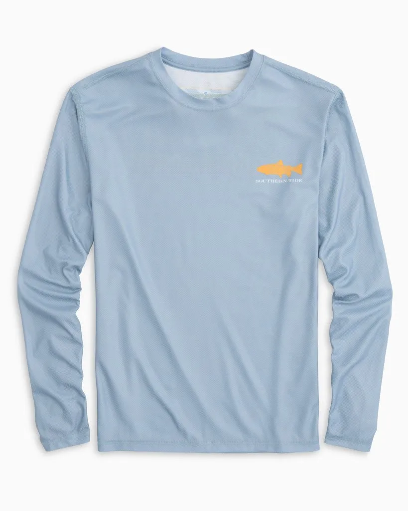 Southern Tide Men's Long Sleeved Southern Slam Series Brook Trout Performance T-shirt - Tsunami Grey