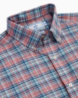 Southern Tide Men's Rollines Plaid Intercoastal Performance Sport Shirt - Pale Primrose