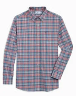Southern Tide Men's Rollines Plaid Intercoastal Performance Sport Shirt - Pale Primrose