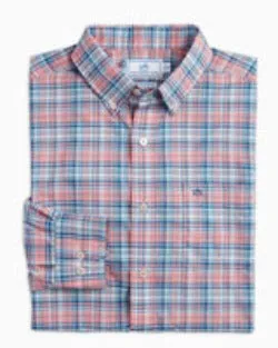 Southern Tide Men's Rollines Plaid Intercoastal Performance Sport Shirt - Pale Primrose