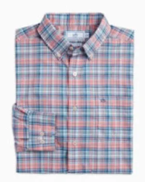 Southern Tide Men's Rollines Plaid Intercoastal Performance Sport Shirt - Pale Primrose