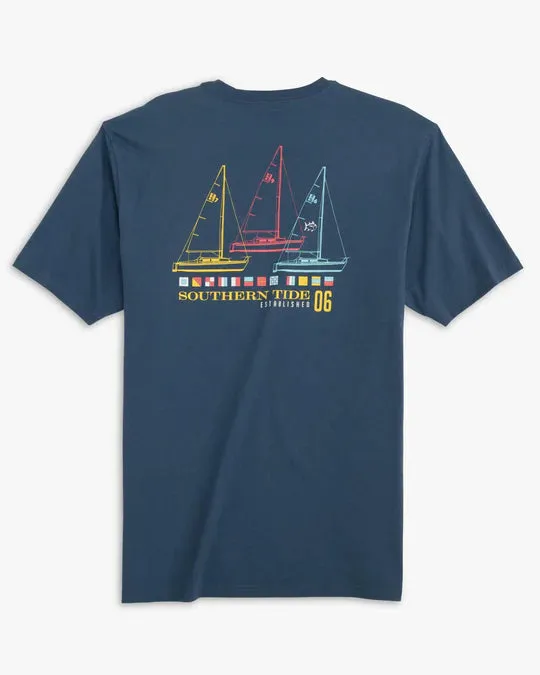 Southern Tide Men's Tri Sailboat T-Shirt - Aged Denim