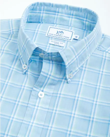 Southern Tide Roadstead Plaid Sport Shirt - Sky Blue