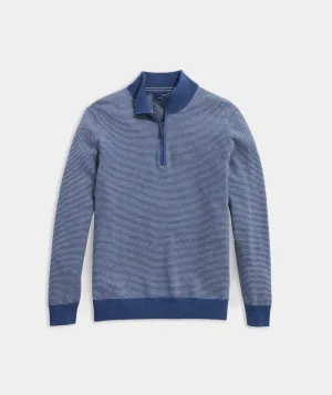 Vineyard Vines Men's Boathouse Stripe Mock Neck Sweater - Medium Indigo