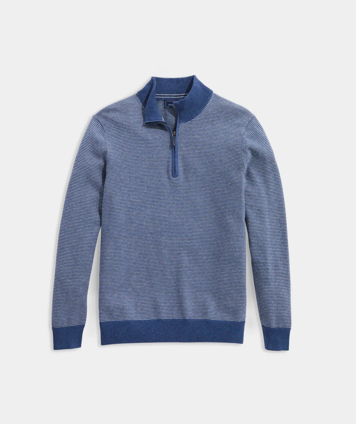 Vineyard Vines Men's Boathouse Stripe Mock Neck Sweater - Medium Indigo