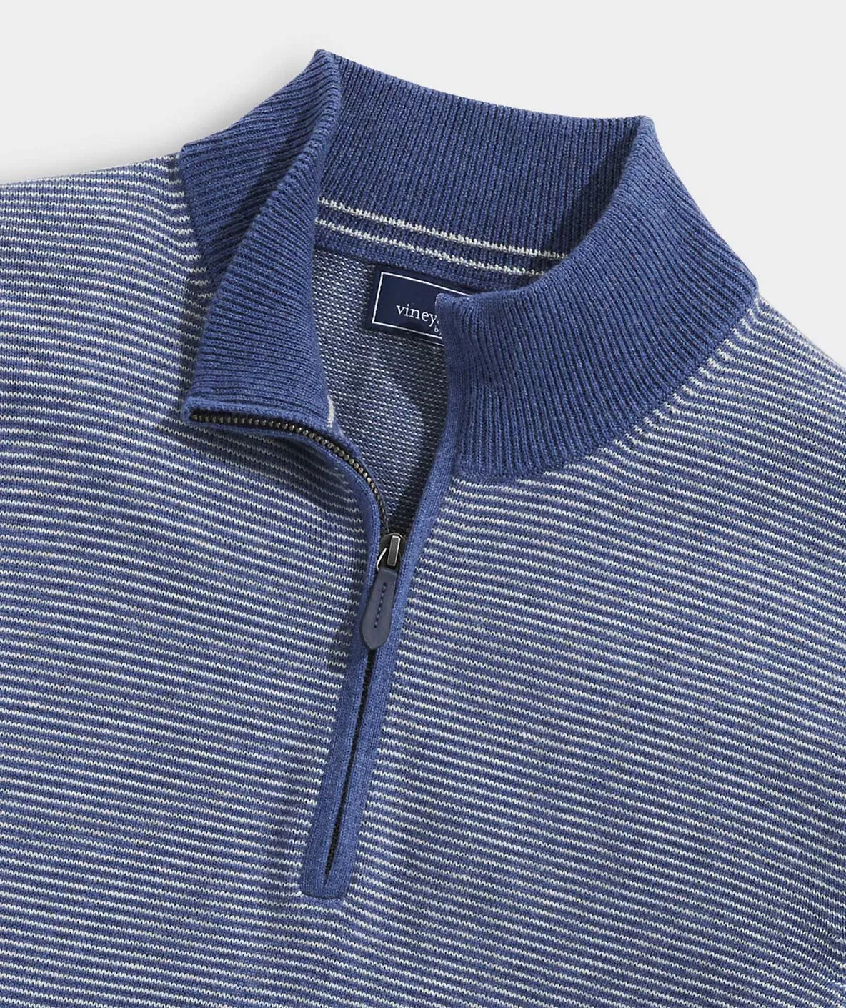 Vineyard Vines Men's Boathouse Stripe Mock Neck Sweater - Medium Indigo